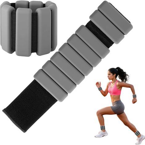 Lot de 2 Poids de Poignet Réglables - Poids de Cheville, 0.45 kg Chacun, Total 0.9 kg, Poids de Poignet, Poids de Cheville, pour Yoga, Danse, Pilates, Entraînement Anaérobie et Aérobie