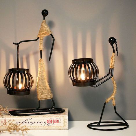 Candelabro de metal nórdico, escultura abstracta, candelabro decorativo, estatua hecha a mano, decoración del hogar, arte, regalo de Navidad, 1 pieza (tamaño 5)