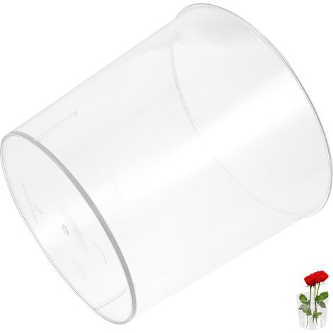 Seau à Fleurs Transparent en Plastique Rond Design Anti-Chute et Multifonctionnel pour Fleurs Fraîches et Petits Objets Décoration Moderne Élégante (1/5)