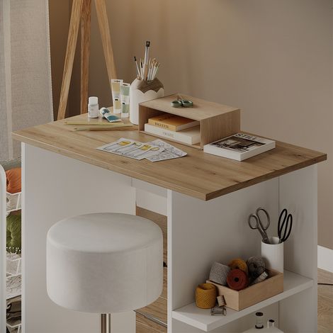 Scrivania con ripiani Simple, Bianco/Artisan, 80 x 50 cm, Vicco