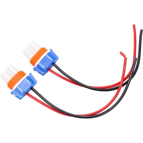 Lot de 2 connecteurs femelles céramiques à double fente 9005-2 avec fil, douille de phare et faisceau de câblage LED (1/5)