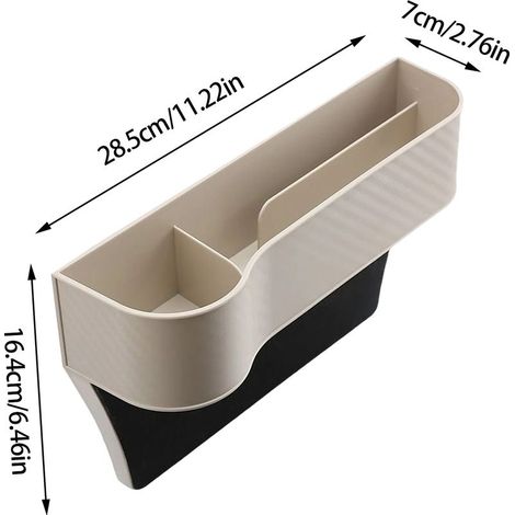 (Siège gauche beige) Boîte de rangement pour espace entre les sièges auto, support de rangement pour siège avant, en ABS, pour fentes de siège, universelle pour l'intérieur de voiture (1/5)