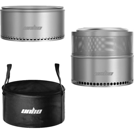 Foyer sans fumée, design portable, acier inoxydable durable, Argent (1/2)