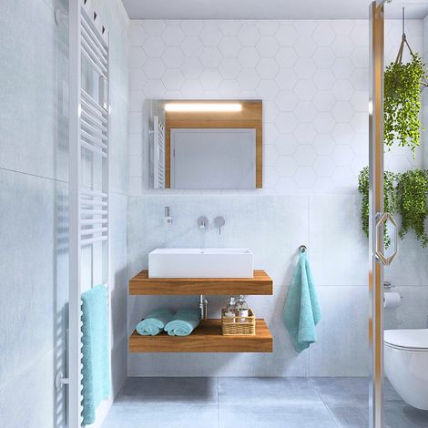 Naturel Lavabo naturale 100x8x50 cm, Rovere Halifax naturale marrone chiaro (DO10050DH) (1/5)