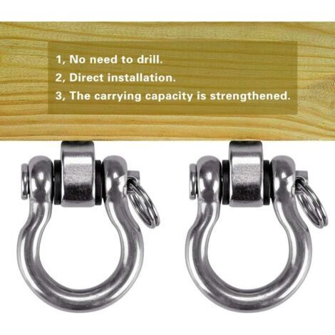 2 Pack Screw-In Hooks, Heavy Duty 180° 304 Stainless Steel Ceiling Hooks for Indoor Outdoor Playground, Yoga, Hammock, Rope, Swing, Hanging Chair, Bag (1/4)