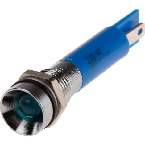 Voyant LED lumineux Bleu RS PRO, dia. 8mm, 220V c.a., IP67 ( Prix pour 1 ) (1/2)