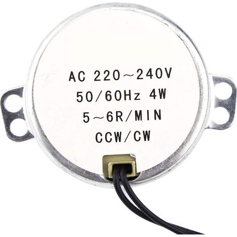 Moteur Synchrone de Micro-Ondes Electrique Adapté au Moteur de Table Remplacement Plateau Tournante de Moteur de Synchron Rond 4W CW/CCW 220-240V(5-6RPM) (1/5)