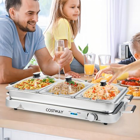 Plateau Chauffant Électrique 2 en 1 de 450 W Capacité de 9L Argent (1/2)