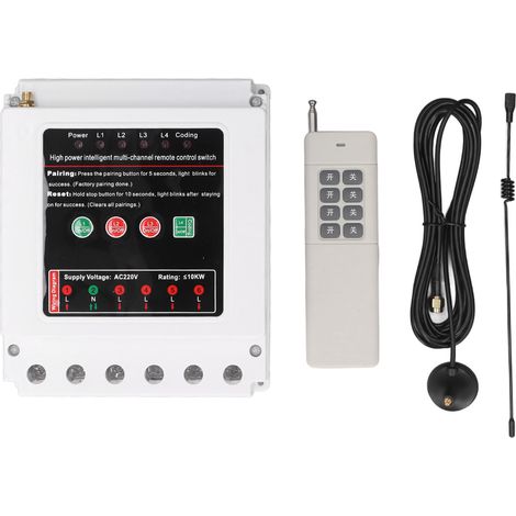 Interrupteur à distance sans fil AC220V 90A, commande à 4 voies pour pompe de porte de Garage, éclairage de moteur, ferme et Agriculture (1/5)