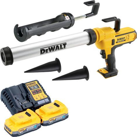Pistola de calafateo sin cable DeWalt DCE 581 E2K 18 V 310 ml + 2x batería Powerstack 1,7 Ah + cargador + maletín (1/4)