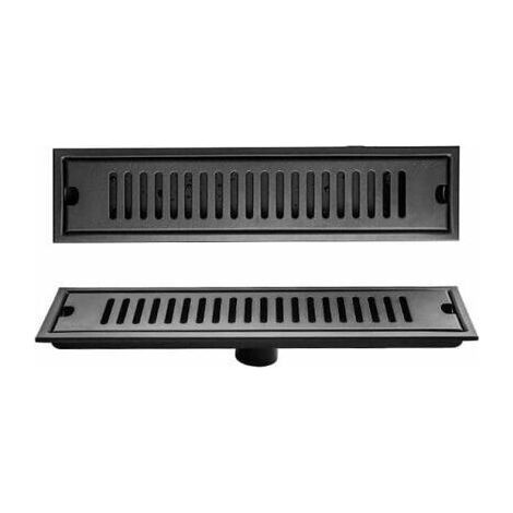 Caniveau de douche rectangulaire en acier inoxydable 304 noir – Longueur 40 cm – Largeur 10 cm – Déodorant pour drainage efficace (1/5)