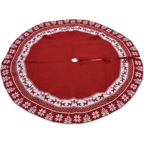Jupe d'arbre de noël tricotée, tapis de support de noël réutilisable, protecteur de sol, décoration de fête à domicile, rouge. (1/5)