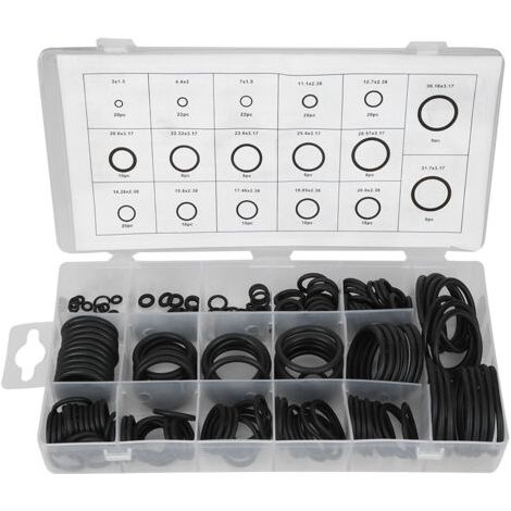 DEESSE SHOP-222 Pcs En Caoutchouc O Ring Set D'étanchéité Assort Set Kit O-Ring Rondelle Assortiment Kit pour Automobile Ingénierie Machines Hydraulique Plomberie Rondelle Joint (1/5)