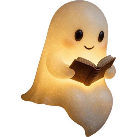 Veilleuse LED fantôme d'Halloween en forme de livre de lecture, décoration pour lecteurs et amateurs de livres,f (1/5)