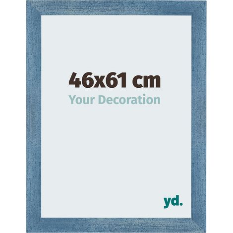Your Decoration - 46x61 cm - Cadres Photo en MDF Avec Verre acrylique - Anti-Reflet - Excellente Qualité - Bleu Brillant Patiné - Cadre Decoration Murale - Mura.