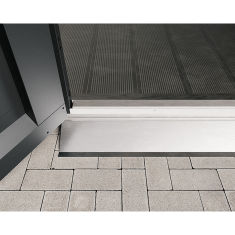 Hörmann Ecostar Bodenschwellenrampe für "Euroline" & "Juno" Gerätehäuser, silber, für 2-flüglige Tür