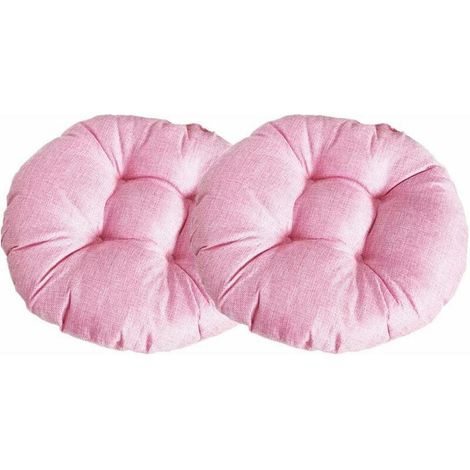 Cuscino per sedia rotondo spesso, set di 2 cuscini per sedia in lino Tatami traspiranti e comodi, per interni ed esterni, giardino, patio (rosa, 40x40x9 cm), -