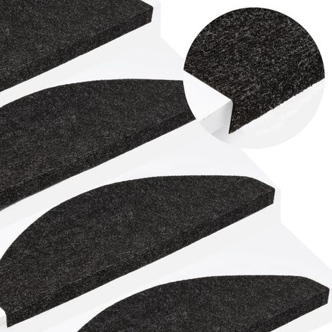 Tapis d'escalier autocollants 15 pcs 65x22,5x3,5 cm Anthracite vidaXL