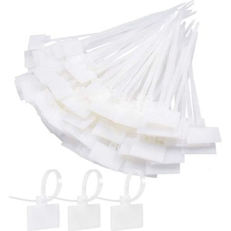 250 ​​bridas para cables para la gestión de cables eléctricos con etiquetas, bridas de plástico blancas, etiquetas para cables para la escuela, jardín, oficina, pared, coche (1/5)