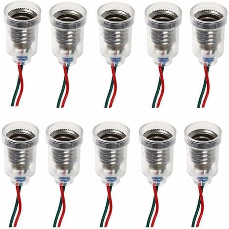 Lámparas LED E10, base de rosca de vela pequeña, soporte de bombillas, portalámparas con base de cable para experimentos en casa, accesorios de luz de prueba de circuito eléctrico de 20 cm (1/5)