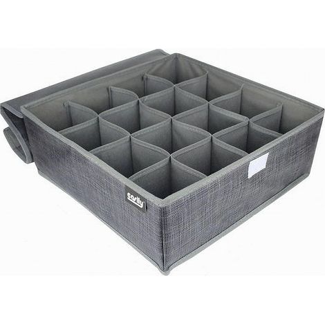 Cleafe - Porta Oggetti Tessuto Organizer Contenitore Biancheria 16 Posti 32x32x12cm 69719 - (1/4)