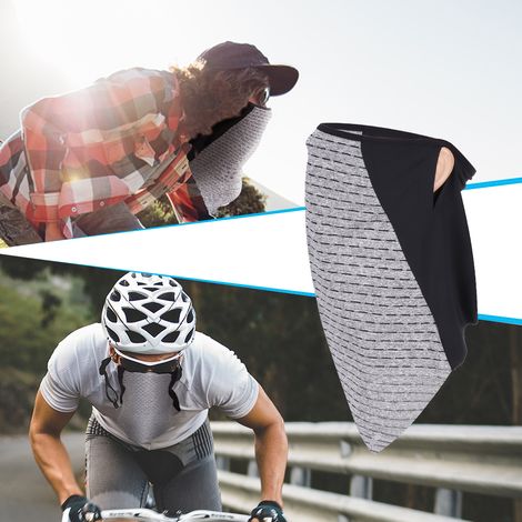Masque de moto en soie glacée pour hommes - Foulard anti-UV gris pour cyclisme