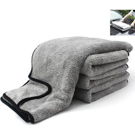 Juego de 4 paños para lavar el coche,Paño para el coche,Paño de secado para el coche,Paño de limpieza multifuncional,Altamente absorbente,Gris (1/5)