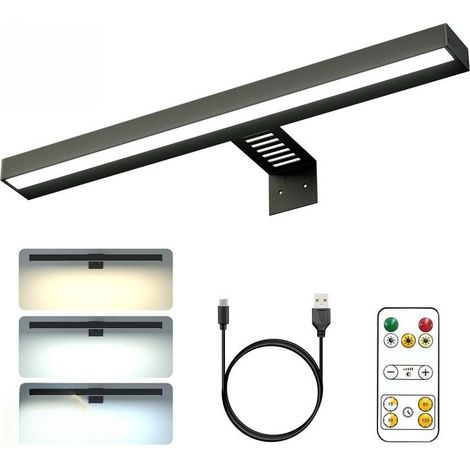 Kabellose LED-Wandleuchte mit Fernbedienung, USB-aufladbar, magnetische Beleuchtung für Bilder, Badezimmer, Spiegel, Schaufenster (Schwarz, 40 cm) (1/5)