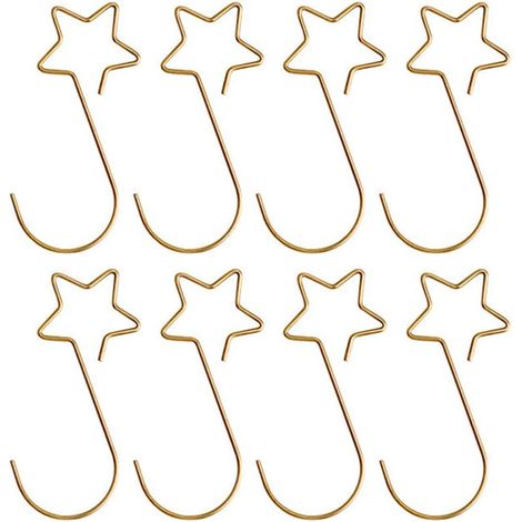 Set mit 20 Weihnachtsbaumhaken, stern- und s-förmige Weihnachtshaken, dekorative Metallhaken für Weihnachtsdekorationen, goldfarben