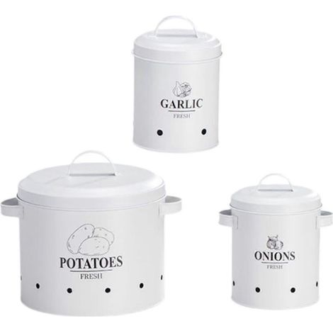 Lot de 3 boîtes de rangement pour la cuisine, dont une boîte à pommes de terre. (1/4)