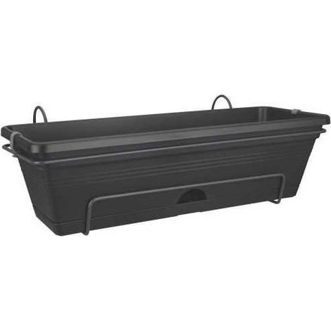 Jardinière balconnière Green Basics Allin1 – Extérieur – L 25,7 x W 47,3 x H 16,7 cm – Plastique recyclé résistant au gel – Arrosage facile – Elho (1/5)
