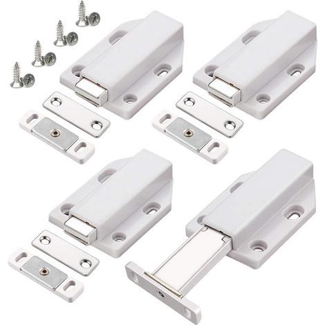 Push to Open 4 Pièces Push Open Poussoir Porte Placard Aimant Fermeture pour Armoire Tiroir Systeme Loquet Magnetique Verrou Poussoir Porte Amortisseur Pour La Porte de Placard (1/5)
