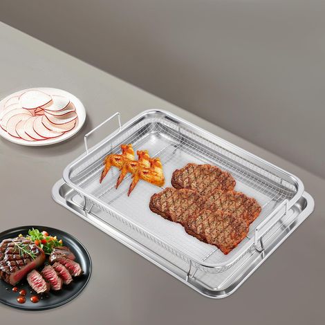 Grill Pan Oven Grill Pan BBQ Grill Stainless Steel Non-Stick Cooking Crispy Chicken Fries 12.89.652.05in (1/5)