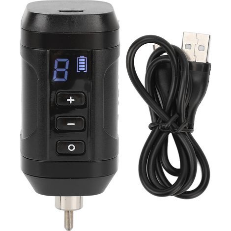 RCA Kabelloser USB-Tattoo-Stift mit 1800-mAh-Akku, LCD-Bildschirm, einstellbarer Geschwindigkeit, leicht, schwarz (1/5)