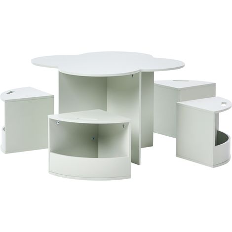 Conjunto de mesa y sillas para niños 4 plazas MDF habitación infantil sala de juegos verde claro Tiboo