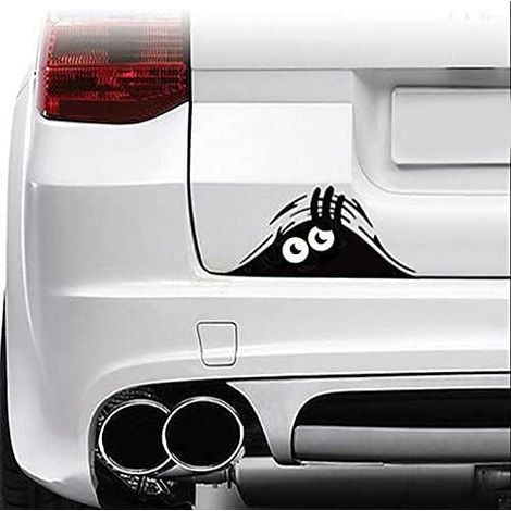 Emblema de vinilo para coche con diseño de monstruo asomado divertido en 3D