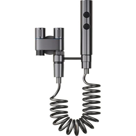 Robinet de cuisine Douche hygiénique for salle de bain, toilettes, Bidet, pomme de douche, Valve d'angle à Double sortie, pulvérisateur de nettoyage d'eau un sur deux(Grijs) (1/5)