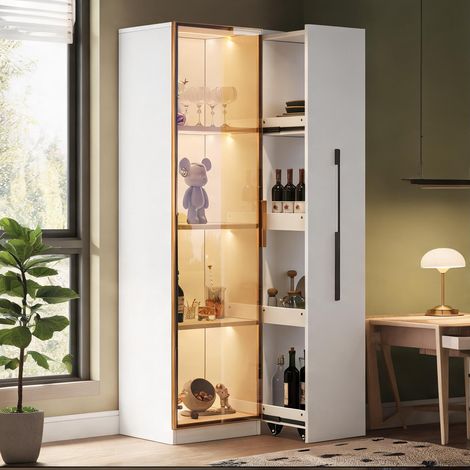 Vitrine Blanche avec Éclairage LED et Rangement Latéral 70 x 40 (1/5)