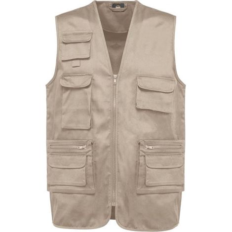 Gilet polycoton multipoches doublé WK. Designed To Work Beige 4XL