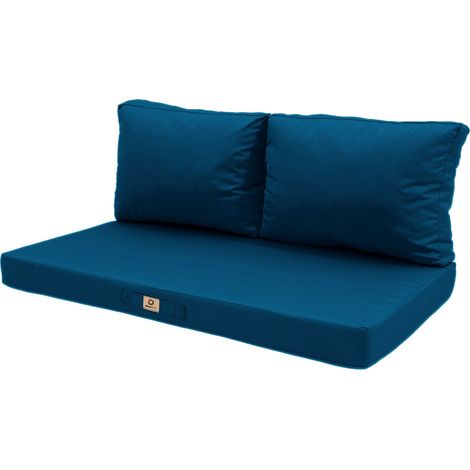 Coussins pour salon de jardin déhoussable 120x60cm Bleu pétrole
