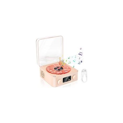 1 Vinyl-Plattenspieler, Retro-Bluetooth-Lautsprecher mit immersivem Stereoklang, einstellbarer RGB-Beleuchtung, für Schlaf- oder Wohnzimmer (1/5)