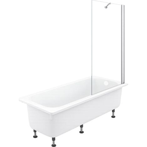 Pack baignoire droite 170 X 75 JACOB DELAFON Brive + pare bain avec vidage blanc