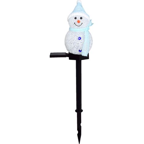 Guirnalda de luces solares para exteriores con forma de muñeco de nieve, resistente al agua IP65, color azul, 1 unidad, para entrada de vehículos, jardín y valla.