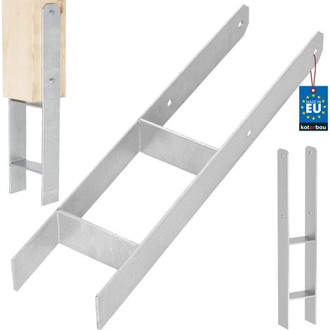KOTARBAU® Kotarbau® Support de Poteau À Sceller - Support Poteau Bois en H 120x600 mm Pied de Poteau - Ancre Poteau Bois - Ancrage Poteau - Platine Poteau Bois - Acier Galvanisé - Argent (1/5)