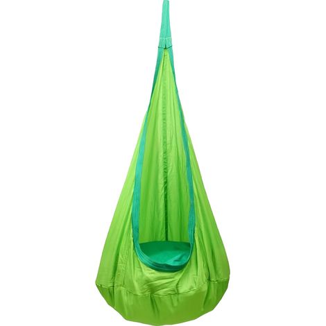 Chaise suspendue gonflable portable en nylon pour enfants, chaise suspendue gonflable pour cour intérieure, verte, avec pompe à air, 100 x 70 cm (1/5)