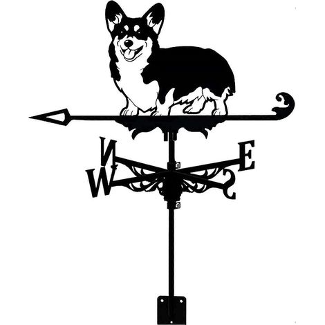 Girouette Corgi, girouette en fonte avec revêtement antirouille, indicateur de direction du vent pour la décoration de jardin (1/5)