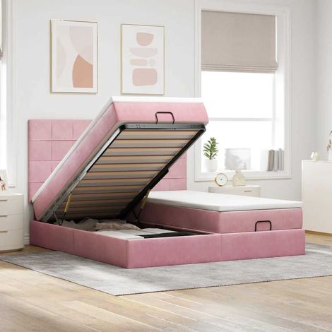Ottoman-Bett mit Matratzen Rosa 200x200 cm Samt (1/5)