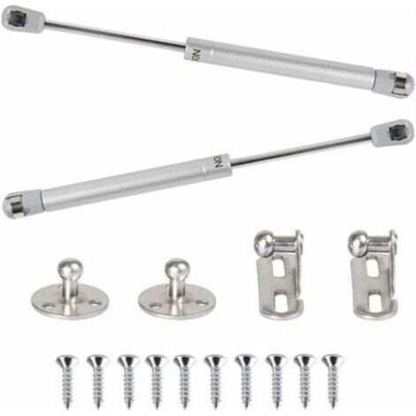 Lot de 2 vérins à gaz hydrauliques 100 N, bras pneumatique pour soulever des amortisseurs à gaz, charnières de porte d'armoire à 90 degrés avec vis pour faciliter l'ouverture des armoires de meubles d (1/4)
