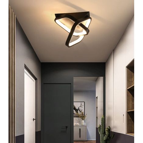 Plafonnier Moderne Simplicité – Design Nordique Minimaliste – Montage Plat ou Semi-Plat – 3 Températures Dimmable – Pour Chambre, Salon, Bureau, Cuisine, Couloir-Noir