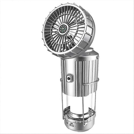 Ventilateur solaire de camping avec lanterne pliable, rechargeable par USB et alimenté à l'énergie solaire, lampe de secours suspendue pour tente de camping. (1/5)